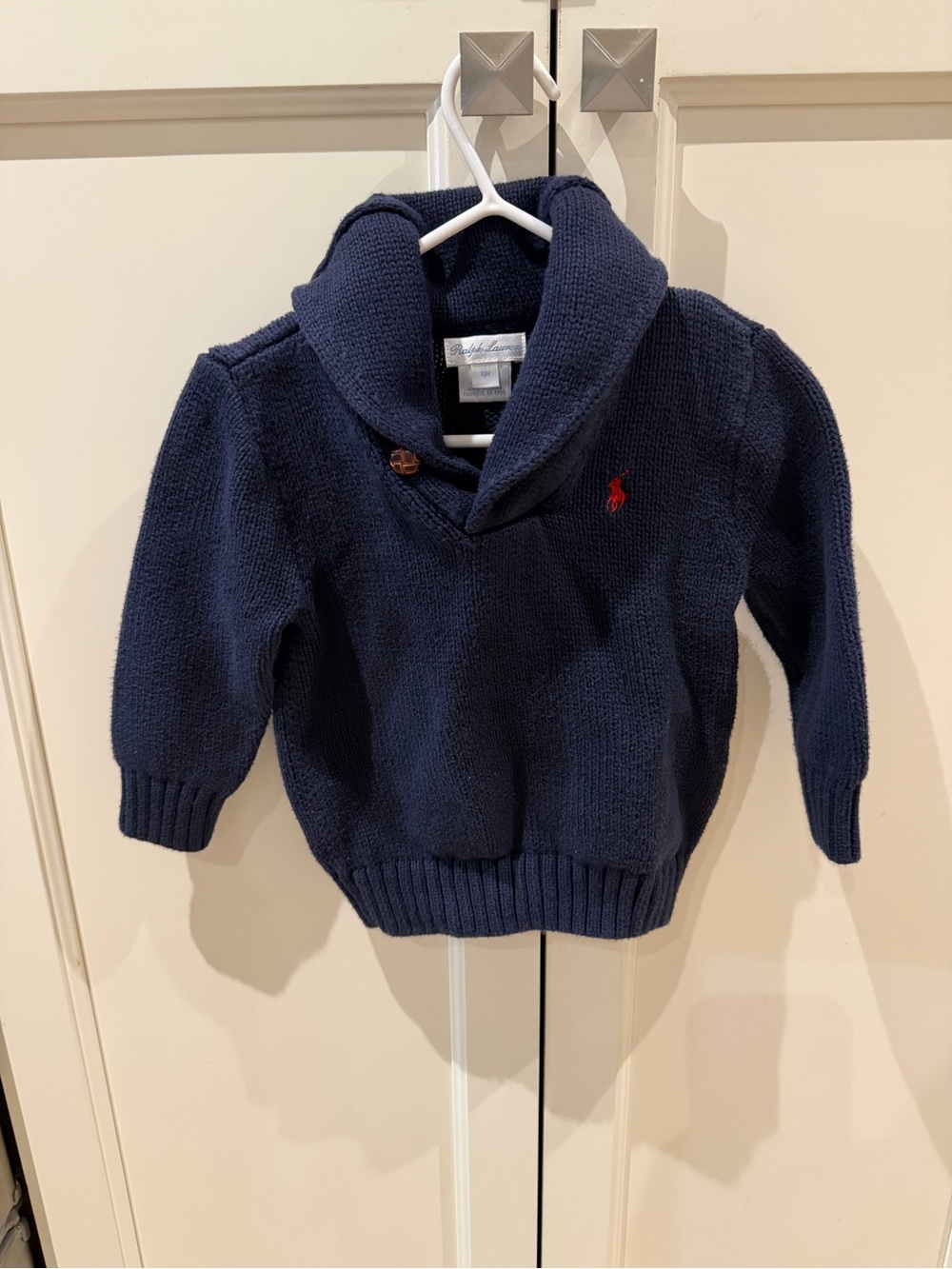 Ralph Lauren 18m Navy Shawl-Collar Knit Sweater - Kids